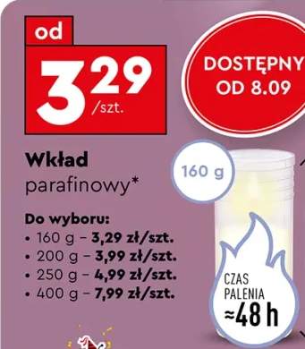 wkład parafinowy do znicza