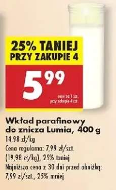 wkład parafinowy do znicza