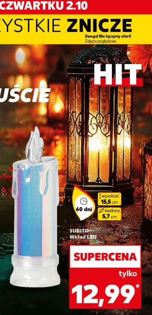 wkład LED do znicza