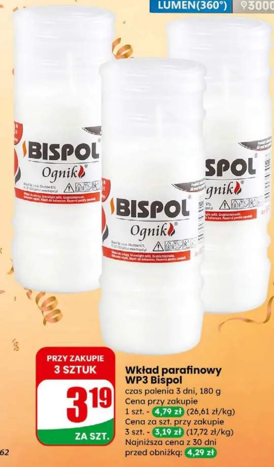 wkład parafinowy do znicza