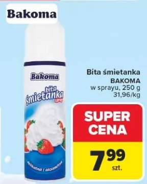 bita śmietana w sprayu