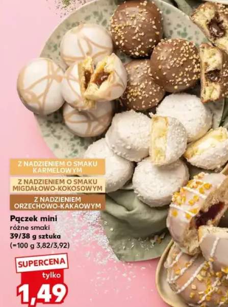 Pączek mini z nadzieniem o smaku karmelowym