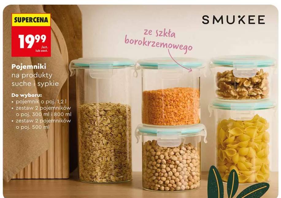 Pojemniki na produkty suche i sypkie zestaw 2 pojemników