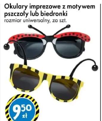 Okulary imprezowe z motywem pszczoły lub biedronki