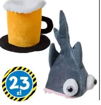 Kapelusz z rybą lub kuflem piwa