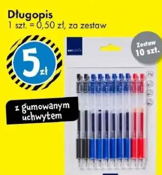 Długopis 1 szt. = 0,50 zł z gumowanym uchwytem