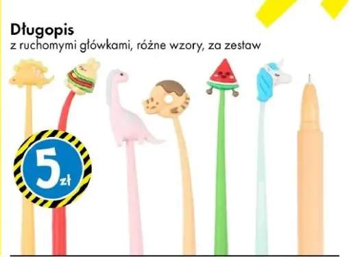 Długopis z ruchomymi główkami, różne wzory