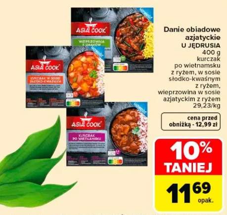 Danie obiadowe azjatyckie U Jędrusia Kurczak w ostrym sosie po wietnamsku z ryżem, w sosie słodko-kwaśnym z ryżem, wieprzowina w sosie azjatyckim z ryżem