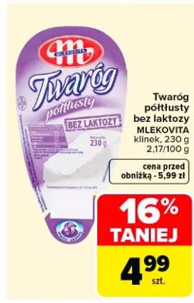 Twaróg półtłusty bez laktozy klinek