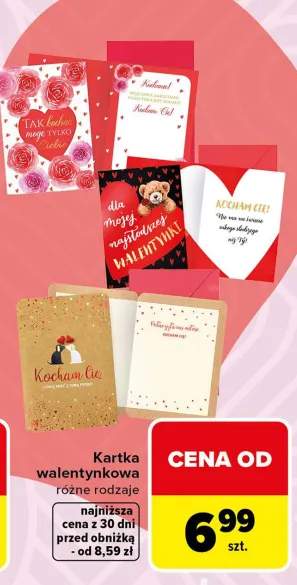 Kartka walentynkowa różne rodzaje