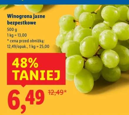 Winogrona jasne bezpestkowe