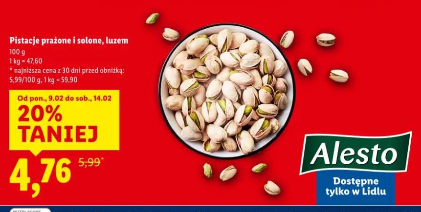 Pistacje prażone i solone, luzem