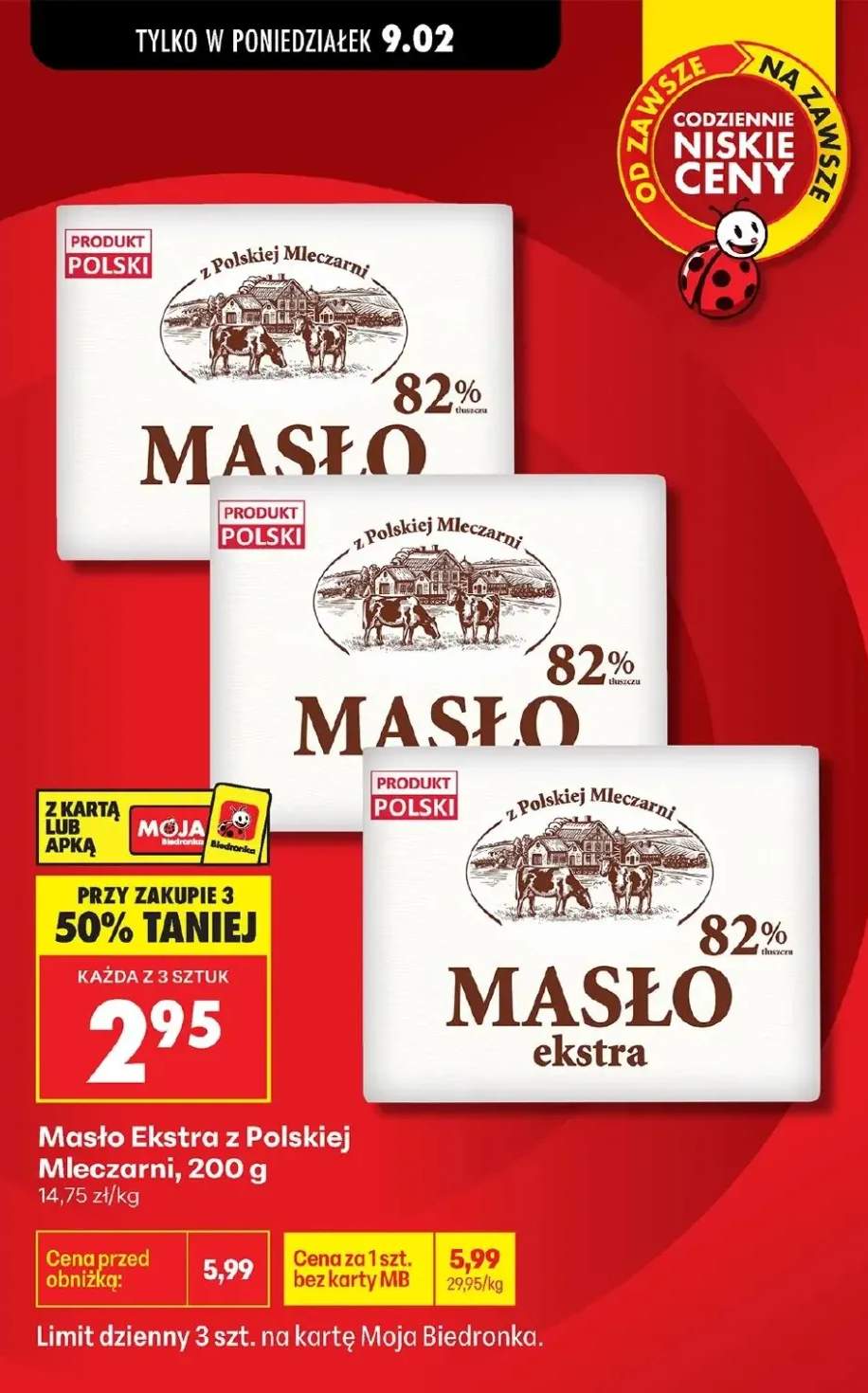 Masło ekstra z polskiej mleczarni 82%