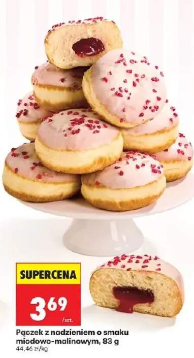 Pączek z nadzieniem o smaku miodowo-malinowym