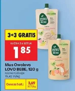 Mus Owolovo LOVO BEBE jabłko banan truskawka gruszka, różne rodzaje