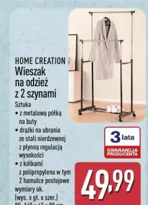 Wieszak na odzież z 2 szynami