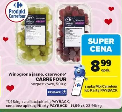 Winogrona jasne, czerwone bezpestkowe