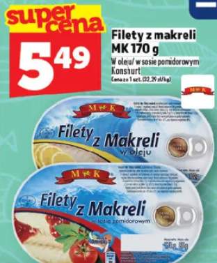 Filety z Makreli MK 170 g w oleju w sosie pomidorowym