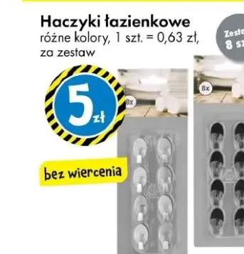 Haczyki łazienkowe różne kolory, 1 szt. = 0,63 zł, za zestaw