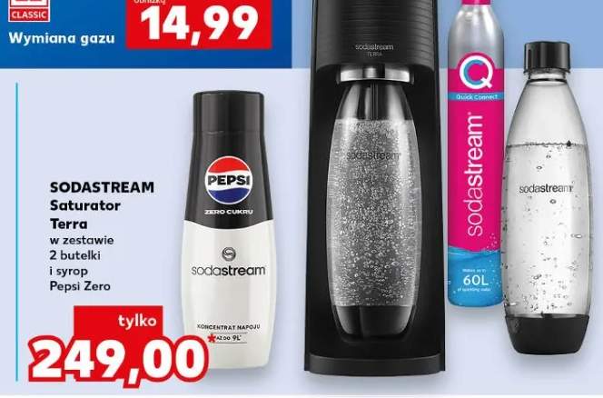 Saturator Terra w zestawie 2 butelki i syrop Pepsi Zero