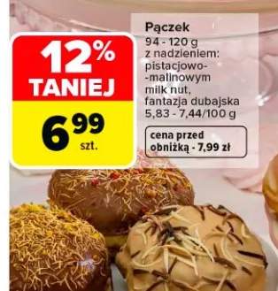 Pączek z nadzieniem pistacjowo-czekoladowym, milk nut, fantazją dubajską