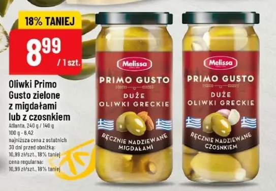 Oliwki Primo Gusto zielone z migdałami lub z czosnkiem