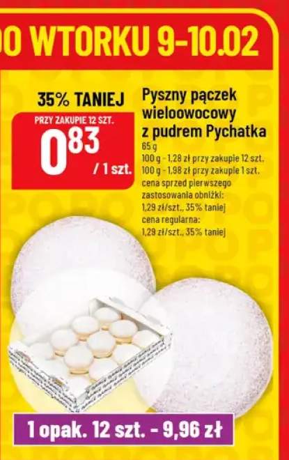 Pączek wieloowocowy z pudrem Pychatka