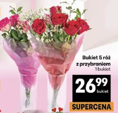 Bukiet 5 róż z przybraniem