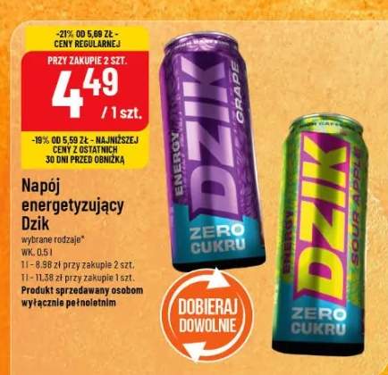 Napój energetyzujący Dzik wybrane rodzaje