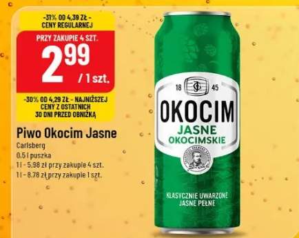 Piwo Okocim Jasne