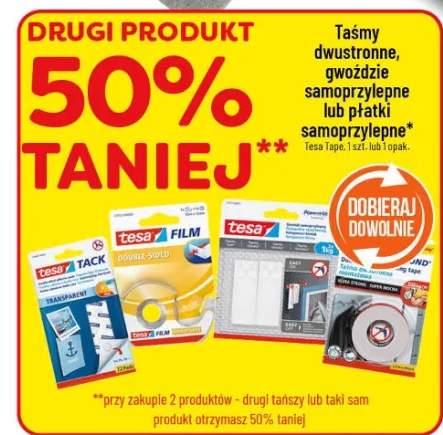 Taśmy dwustronne, gwoździe samoprzylepne lub płatki samoprzylepne tesa