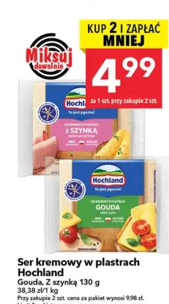 Ser kremowy w plastrach Gouda, z szynką