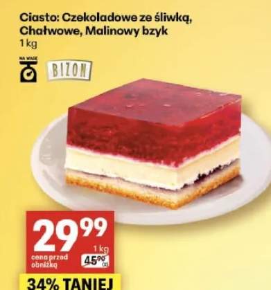 Ciasto czekoladowe ze śliwką, chałwowe, malinowy bzyk