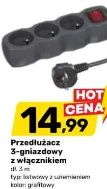 Przedłużacz 3-gniazdowy z włącznikiem