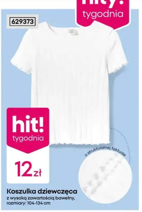 Koszulka dziewczęca z wysoką zawartością bawełny