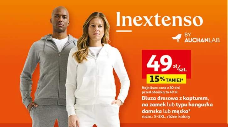 Bluza dresowa z kapturem, na zamek lub typu kangurka damska lub męska