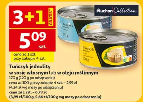 Tuńczyk jednolity w sosie własnym lub w oleju roślinnym