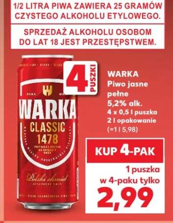Piwo jasne pełne 5,2% alk. 4 x 0,5l