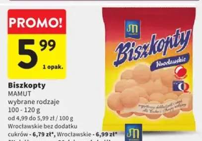 Biszkopty wybrane rodzaje Paryżanki, Wrocławskie bez dodatku tłuszczów, Wrocławskie