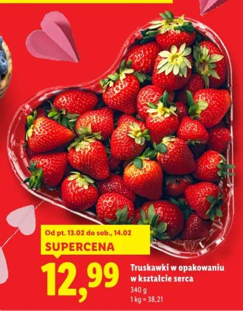 Truskawki w opakowaniu w kształcie serca