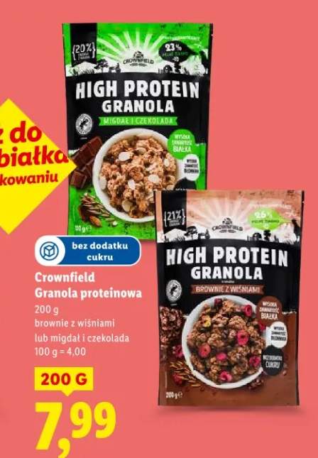 Granola proteinowa brownie z wiśniami lub migdał i czekolada