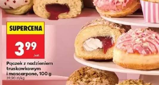 Pączek z nadzieniem truskawkowym i mascarpone