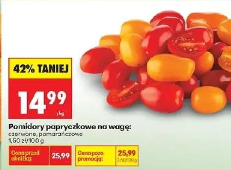 Pomidory papryczkowe na wagę czerwone, pomarańczowe