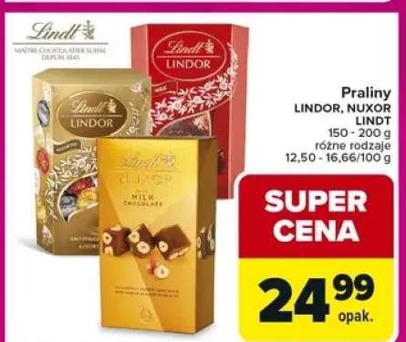 Praliny LINDOR, NUXOR, LINDT różne rodzaje