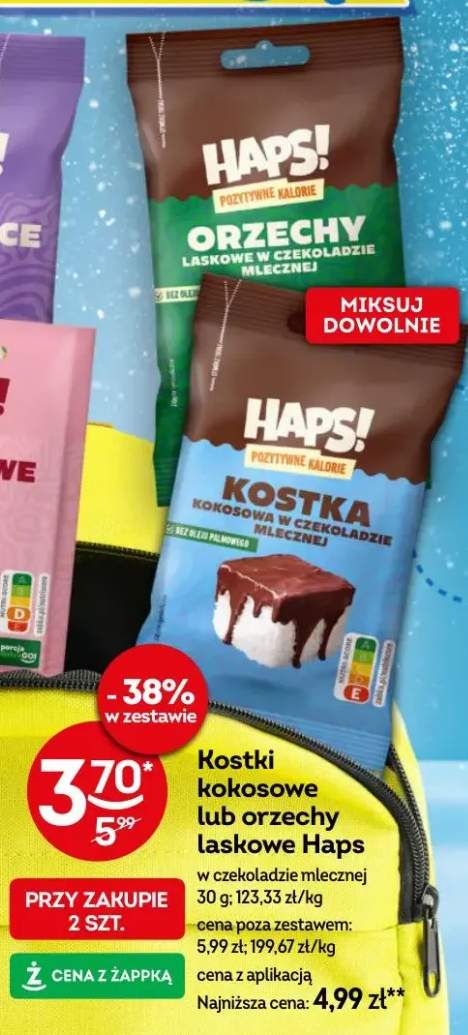 Kostka kokosowa lub orzechy laskowe w czekoladzie mlecznej