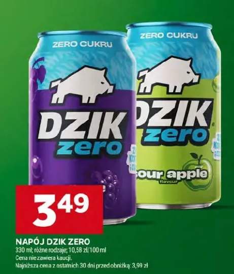 Napój Dzik Zero sour apple