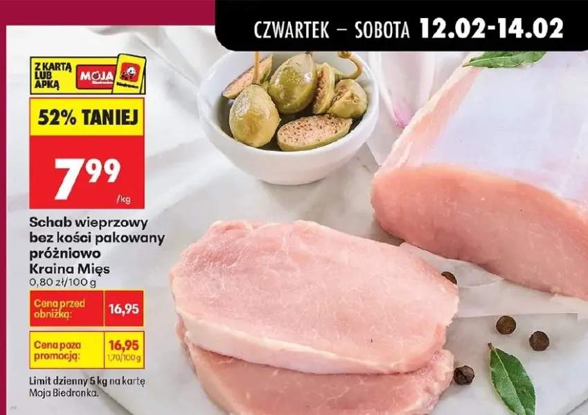 Schab wieprzowy bez kości pakowany próżniowo