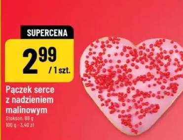 Pączek serce z nadzieniem malinowym