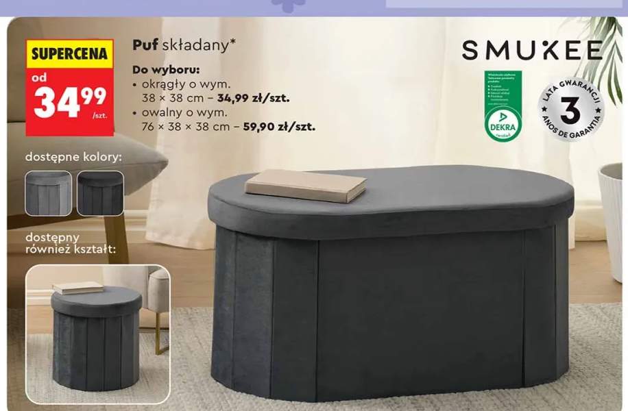 Puf składany owalny