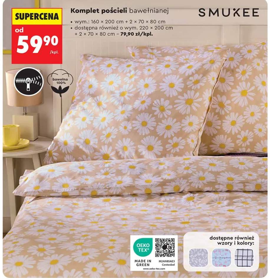 Komplet pościeli bawełnianej 220 x 200 cm